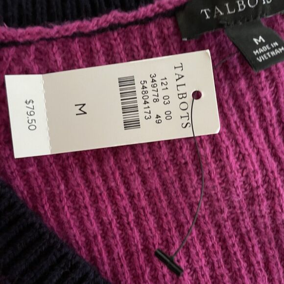 Talbots Sweater‎ Knit Ribbed V Neck lightweight Cotton Blend Pullover Medium New - Picture 9 of 10